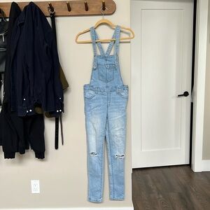 Overalls light wash low back, skinny jeans